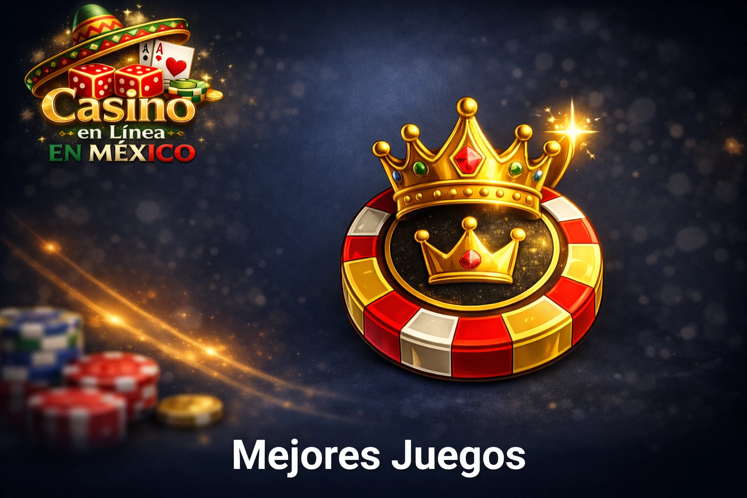 Ilustración de mejores juegos de casino online en México con ficha de casino